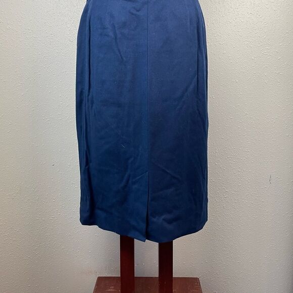 Vintage Pendleton Navy Virgin Wool Midi Skirt Size 10 - Picture 5 of 6